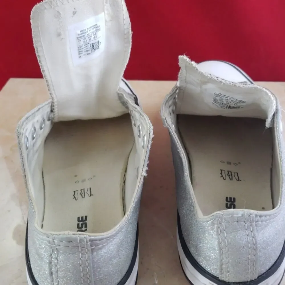 Converse All Star Glittery Silver - Size 1 - TLC Needed